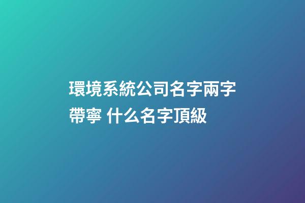環境系統公司名字兩字帶寧 什么名字頂級-第1張-公司起名-玄機派